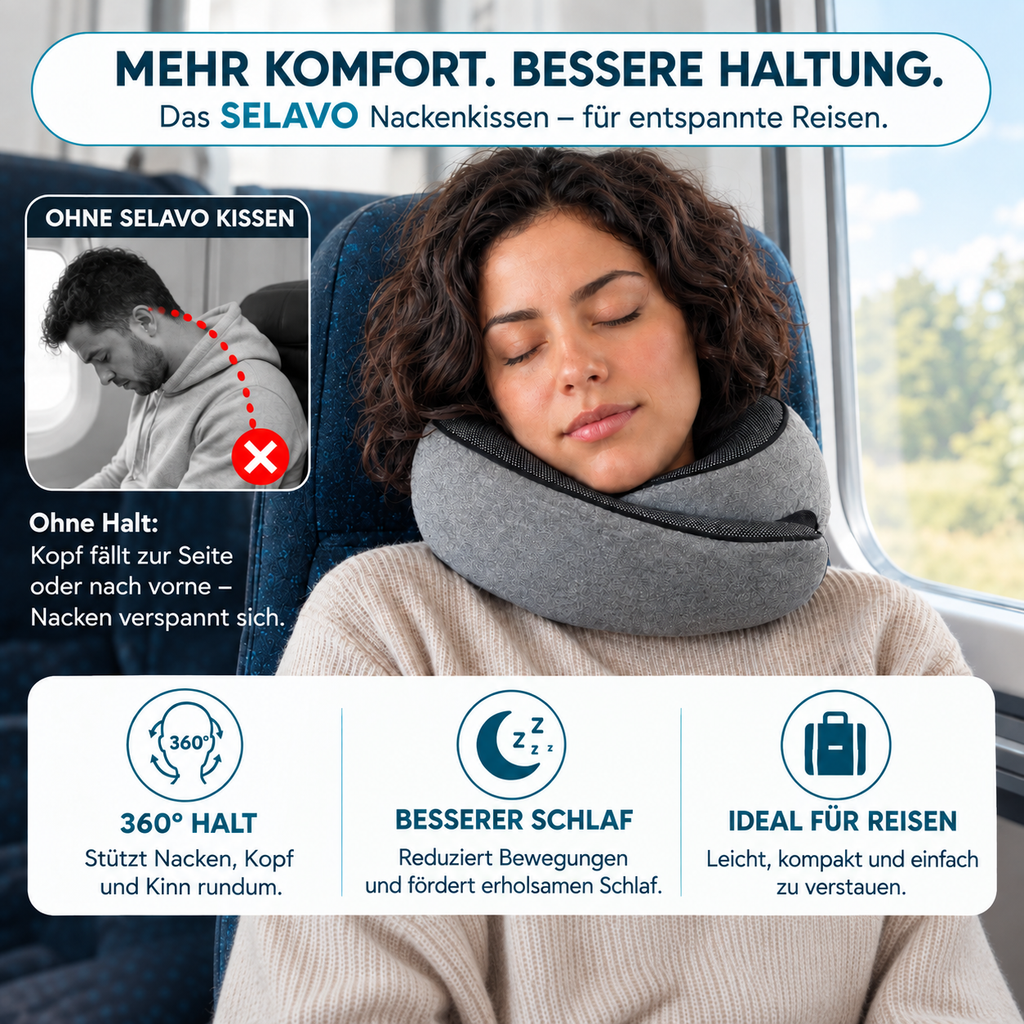 SELAVO Reisekissen - Schluss mit wegkippendem Kopf